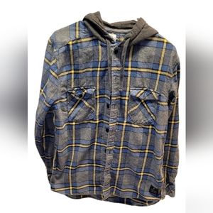 Quicksilver Plaid Hooded Flannel